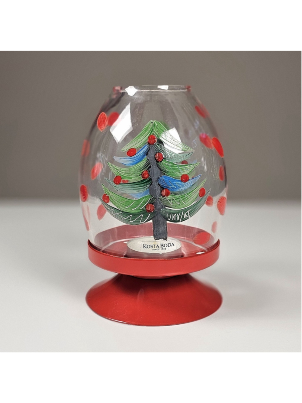 Vintage Kosta Boda Christmas Tree Votive Lantern Ulrica Hydman Vallien Signed